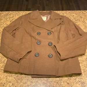 EUC Old Navy Brown Peacoat Large WORN ONCE
